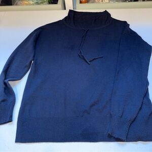 elliott lauren Sweater Small Navy Blue High Neck Cotton Cashmere Blend Soft